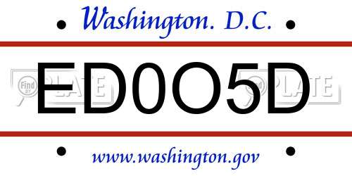 ED0O5D District Of Columbia License Plate