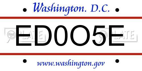ED0O5E District Of Columbia License Plate