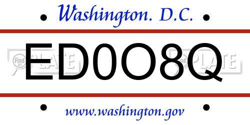 ED0O8Q District Of Columbia License Plate