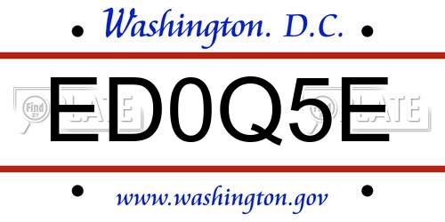 ED0Q5E District Of Columbia License Plate