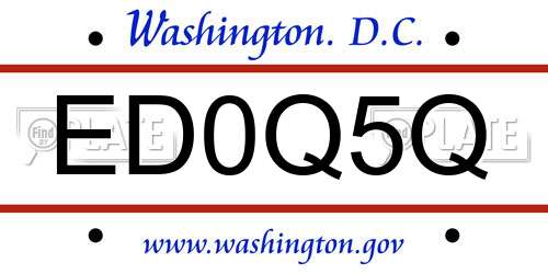 ED0Q5Q District Of Columbia License Plate