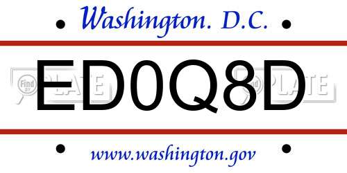 ED0Q8D District Of Columbia License Plate