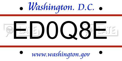 ED0Q8E District Of Columbia License Plate