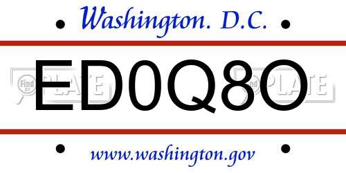 ED0Q8O District Of Columbia License Plate