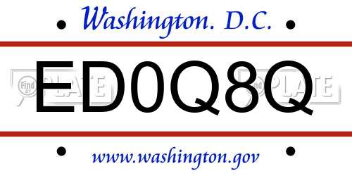 ED0Q8Q District Of Columbia License Plate