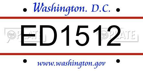 ED1512 District Of Columbia License Plate