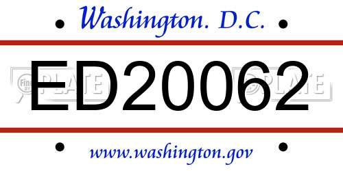 ED20062 District Of Columbia License Plate