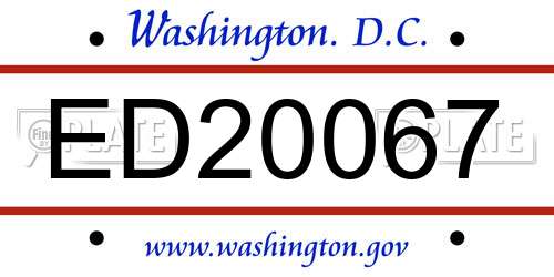 ED20067 District Of Columbia License Plate