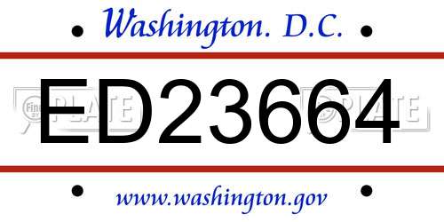 ED23664 District Of Columbia License Plate