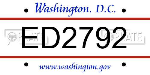 ED2792 District Of Columbia License Plate