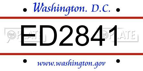 ED2841 District Of Columbia License Plate