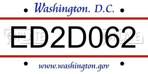 ED2D062 District Of Columbia License Plate