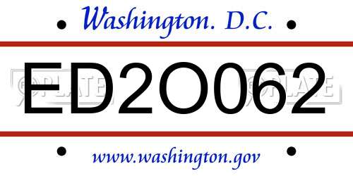 ED2O062 District Of Columbia License Plate