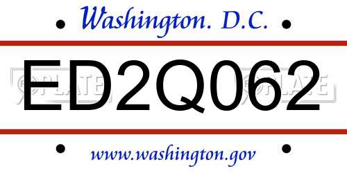 ED2Q062 District Of Columbia License Plate