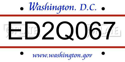 ED2Q067 District Of Columbia License Plate