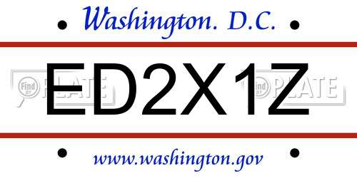 ED2X1Z District Of Columbia License Plate