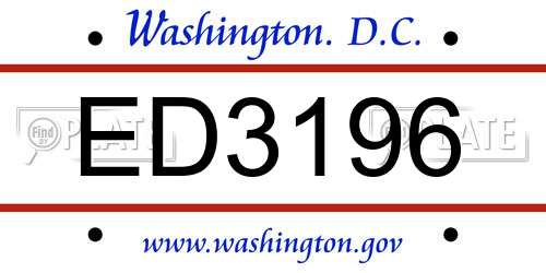ED3196 District Of Columbia License Plate