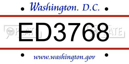 ED3768 District Of Columbia License Plate