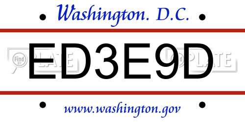 ED3E9D District Of Columbia License Plate