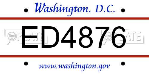 ED4876 District Of Columbia License Plate