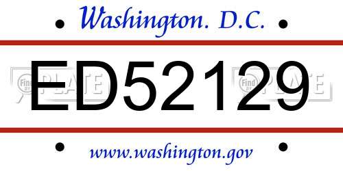 ED52129 District Of Columbia License Plate