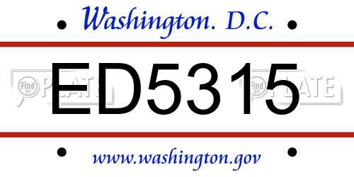 ED5315 District Of Columbia License Plate