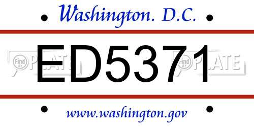 ED5371 District Of Columbia License Plate