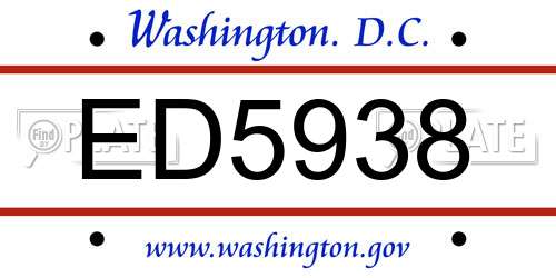 ED5938 District Of Columbia License Plate