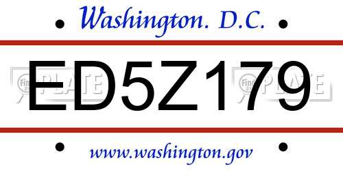 ED5Z179 District Of Columbia License Plate