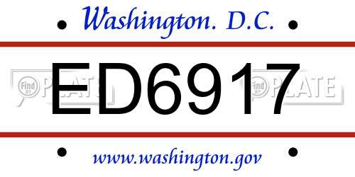 ED6917 District Of Columbia License Plate