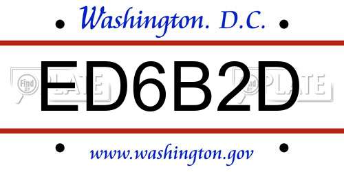 ED6B2D District Of Columbia License Plate