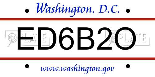 ED6B2O District Of Columbia License Plate