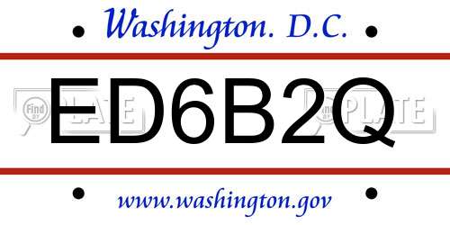 ED6B2Q District Of Columbia License Plate