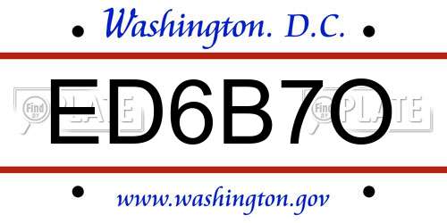 ED6B7O District Of Columbia License Plate