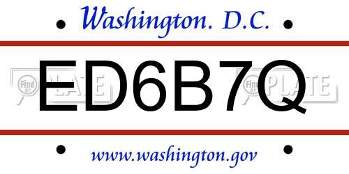 ED6B7Q District Of Columbia License Plate