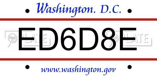 ED6D8E District Of Columbia License Plate
