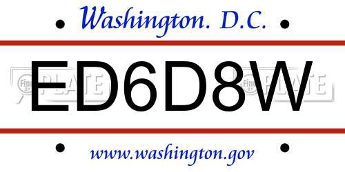 ED6D8W District Of Columbia License Plate