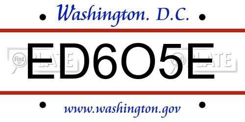 ED6O5E District Of Columbia License Plate