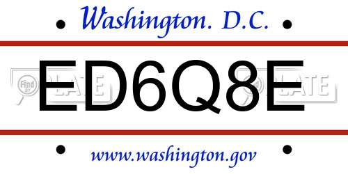 ED6Q8E District Of Columbia License Plate
