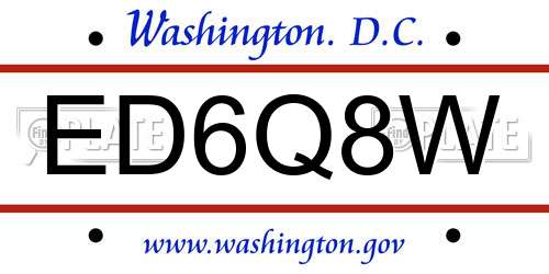 ED6Q8W District Of Columbia License Plate