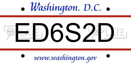 ED6S2D District Of Columbia License Plate