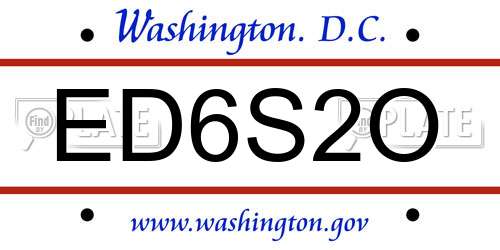 ED6S2O District Of Columbia License Plate