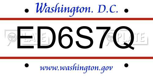 ED6S7Q District Of Columbia License Plate