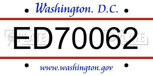 ED70062 District Of Columbia License Plate