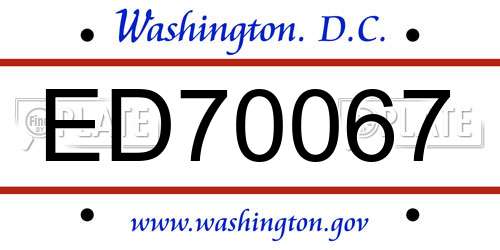 ED70067 District Of Columbia License Plate
