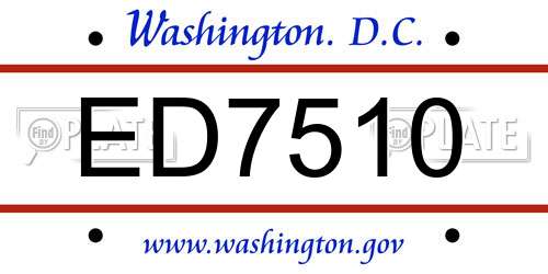 ED7510 District Of Columbia License Plate