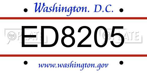 ED8205 District Of Columbia License Plate