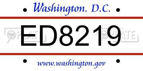 ED8219 District Of Columbia License Plate