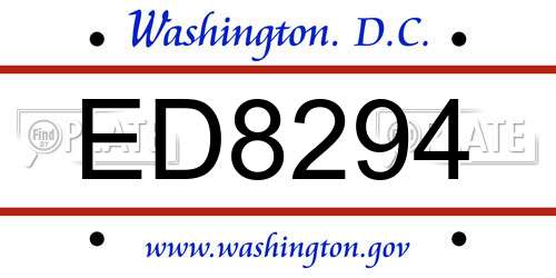 ED8294 District Of Columbia License Plate