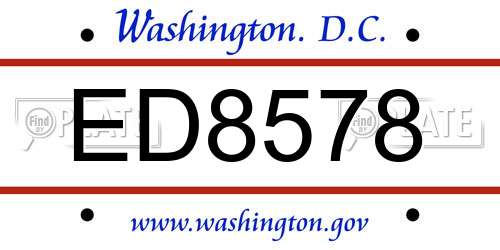 ED8578 District Of Columbia License Plate